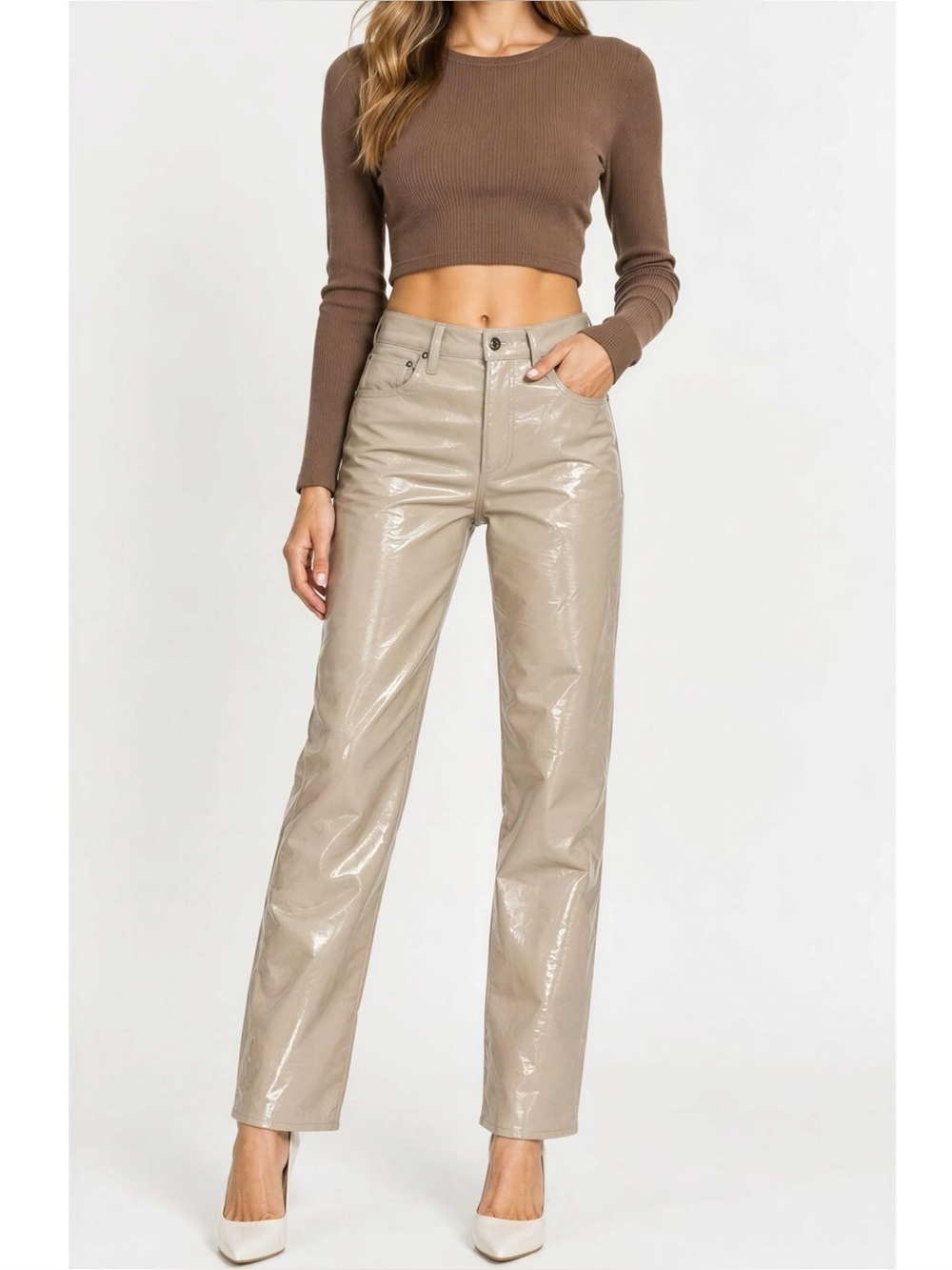 AGOLDE Recycled Leather Jeans, Quail Patent, 25”